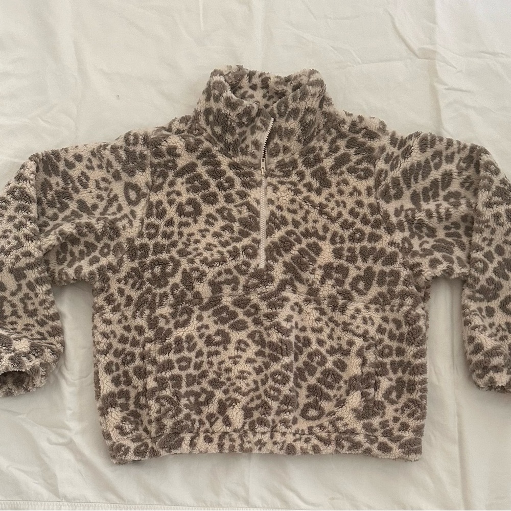 Z Supply Leopard Plush Half Ship Pullover